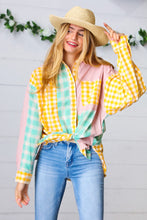 Load image into Gallery viewer, Mint &amp; Pink Cotton Plaid Check Baby Doll Raglan Shirt