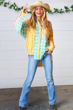 Load image into Gallery viewer, Mint &amp; Pink Cotton Plaid Check Baby Doll Raglan Shirt