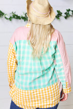 Load image into Gallery viewer, Mint &amp; Pink Cotton Plaid Check Baby Doll Raglan Shirt