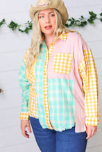 Load image into Gallery viewer, Mint &amp; Pink Cotton Plaid Check Baby Doll Raglan Shirt