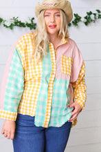 Load image into Gallery viewer, Mint &amp; Pink Cotton Plaid Check Baby Doll Raglan Shirt