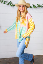 Load image into Gallery viewer, Mint &amp; Pink Cotton Plaid Check Baby Doll Raglan Shirt