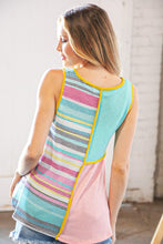 Load image into Gallery viewer, Multi Stripe Textured Color Block Piping Detail Top