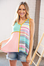 Load image into Gallery viewer, Multi Stripe Textured Color Block Piping Detail Top