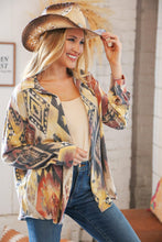 Load image into Gallery viewer, Mustard Aztec Terry Button Down Shirt Jacket