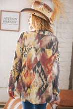Load image into Gallery viewer, Mustard Aztec Terry Button Down Shirt Jacket