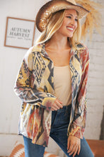 Load image into Gallery viewer, Mustard Aztec Terry Button Down Shirt Jacket
