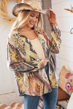 Load image into Gallery viewer, Mustard Aztec Terry Button Down Shirt Jacket
