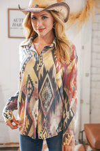 Load image into Gallery viewer, Mustard Aztec Terry Button Down Shirt Jacket