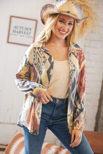 Load image into Gallery viewer, Mustard Aztec Terry Button Down Shirt Jacket