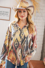 Load image into Gallery viewer, Mustard Aztec Terry Button Down Shirt Jacket