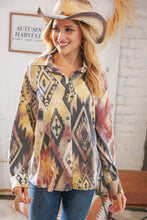 Load image into Gallery viewer, Mustard Aztec Terry Button Down Shirt Jacket