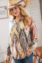 Load image into Gallery viewer, Mustard Aztec Terry Button Down Shirt Jacket