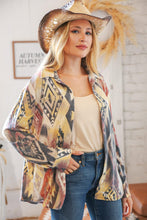 Load image into Gallery viewer, Mustard Aztec Terry Button Down Shirt Jacket