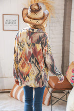 Load image into Gallery viewer, Mustard Aztec Terry Button Down Shirt Jacket