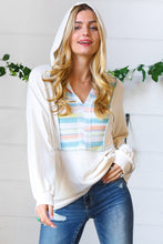 Load image into Gallery viewer, Oatmeal Multicolor Stripe Outseam Hoodie