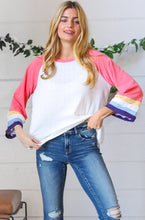 Load image into Gallery viewer, Pink Pointelle Color Block Wide Sleeve Pullover
