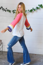 Load image into Gallery viewer, Pink Pointelle Color Block Wide Sleeve Pullover