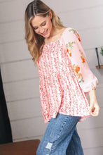 Load image into Gallery viewer, Pink/Red Chiffon Floral Square Neck Babydoll Blouse