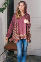 Load image into Gallery viewer, Plum Ethnic Outseam Drawstring Hoodie