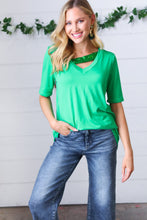 Load image into Gallery viewer, Saint Patty Green Asymmetrical Sequin Banded V Neck Top