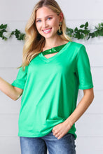 Load image into Gallery viewer, Saint Patty Green Asymmetrical Sequin Banded V Neck Top