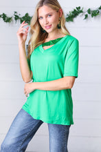 Load image into Gallery viewer, Saint Patty Green Asymmetrical Sequin Banded V Neck Top