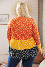 Load image into Gallery viewer, Sunflower Ditzy Floral Rib Color Block Babydoll Top