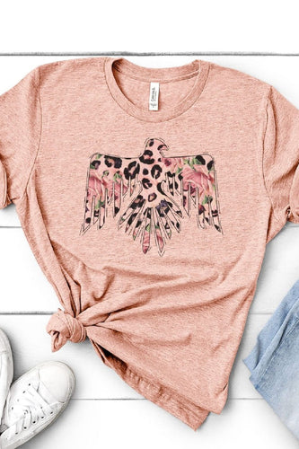 T-Shirt Heather Peach / S Leopard Thunderbird Graphic Tee