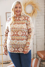 Load image into Gallery viewer, Taupe Aztec Print Lace Embellished Terry Hoodie