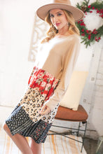 Load image into Gallery viewer, Taupe Floral &amp; Leopard Print Tiered Pocketed Mid Dress