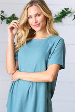 Load image into Gallery viewer, Teal Mélange Baby Waffle Hi-Low Slit Top
