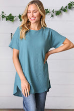 Load image into Gallery viewer, Teal Mélange Baby Waffle Hi-Low Slit Top