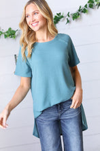 Load image into Gallery viewer, Teal Mélange Baby Waffle Hi-Low Slit Top