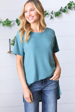 Load image into Gallery viewer, Teal Mélange Baby Waffle Hi-Low Slit Top