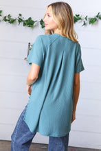 Load image into Gallery viewer, Teal Mélange Baby Waffle Hi-Low Slit Top
