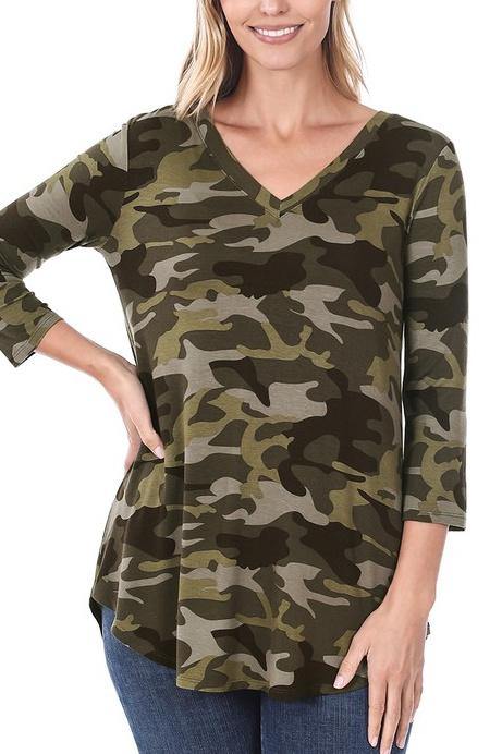 Top Army Camo V-Neck Top