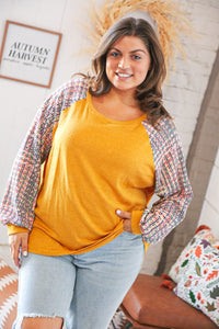 Top Mustard Hacci Multi Bubble Sleeve Raglan Top