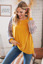 Load image into Gallery viewer, Top Mustard Hacci Multi Bubble Sleeve Raglan Top