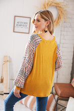 Load image into Gallery viewer, Top Mustard Hacci Multi Bubble Sleeve Raglan Top