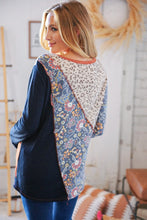 Load image into Gallery viewer, Top Rib Patchwork Leopard Floral Color Block Top