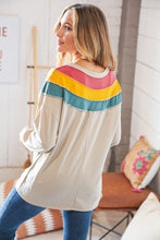 Load image into Gallery viewer, Top Taupe Terry Rib Color Block Out Seam Detail Pullover