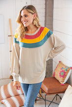 Load image into Gallery viewer, Top Taupe Terry Rib Color Block Out Seam Detail Pullover